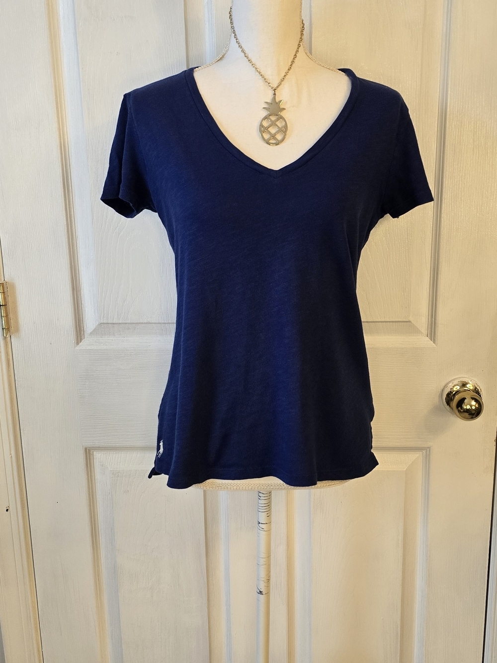 Ralph Lauren Navy V-Neck Short Sleeve Tee Small Polo Ralph Lauren